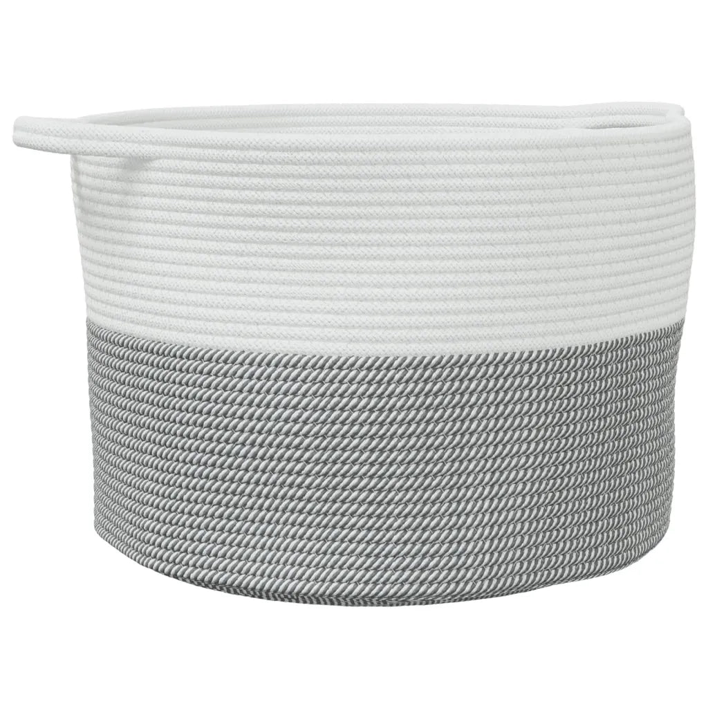 Cesto per Biancheria Grigio e Bianco ?55x36 cm in Cotone CFW6646183