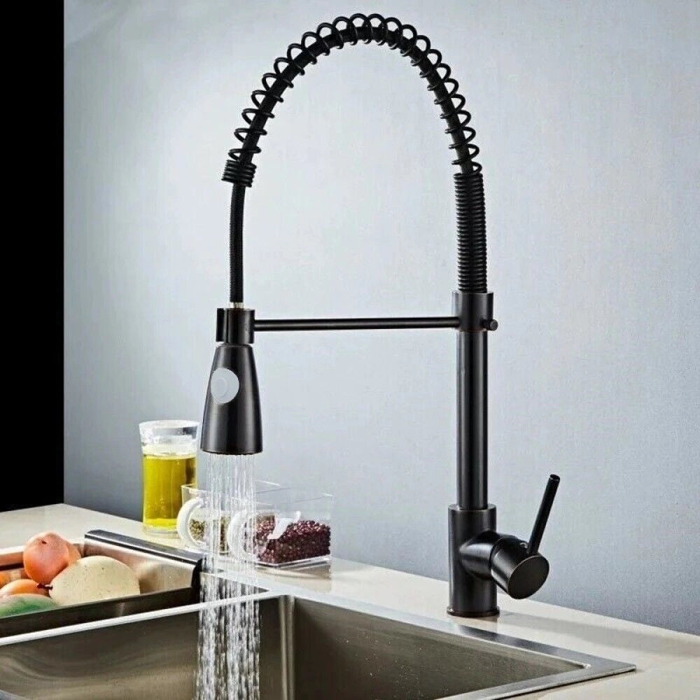 Rubinetto miscelatore cucina con doccetta a molla lavello isola canna alta 87465