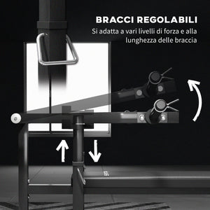 Panca per Pettorali ad Altezza Regolabile 150x150x60-85 cm in Acciaio Nero