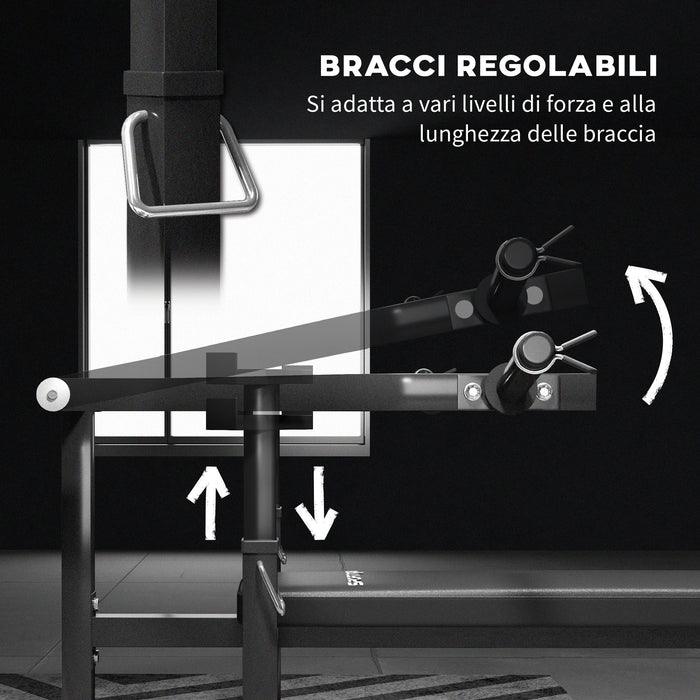 Panca per Pettorali ad Altezza Regolabile 150x150x60-85 cm in Acciaio Nero