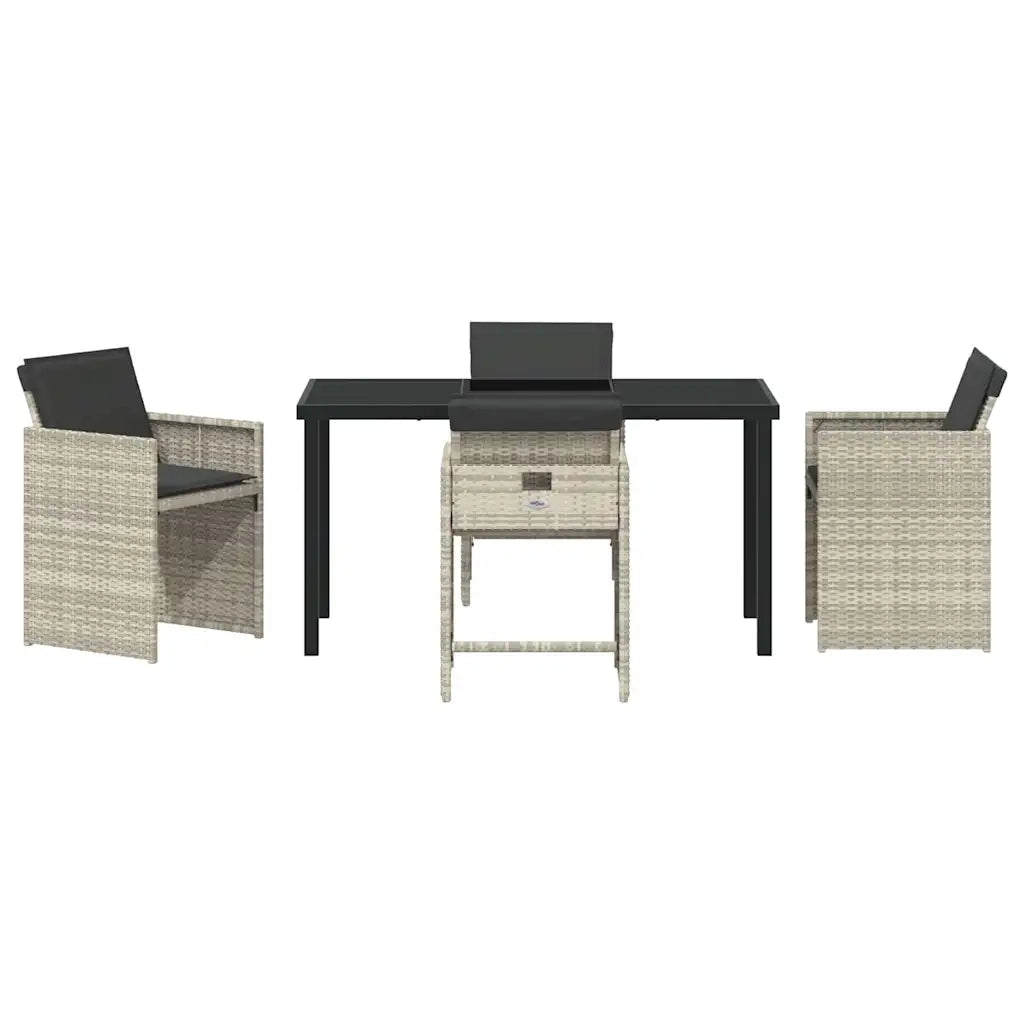 Set da Pranzo per Giardino 5 pcs Grigio chiaro polyrattan 3379993