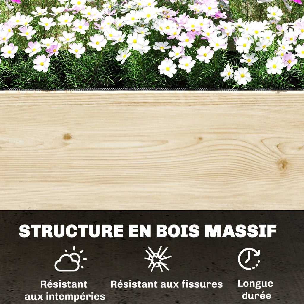 Fioriera Giardino 2 Livelli con Griglia e Tessuto Non Tessuto ¨C Minimal ¨C 108x62x120 cm effetto legno