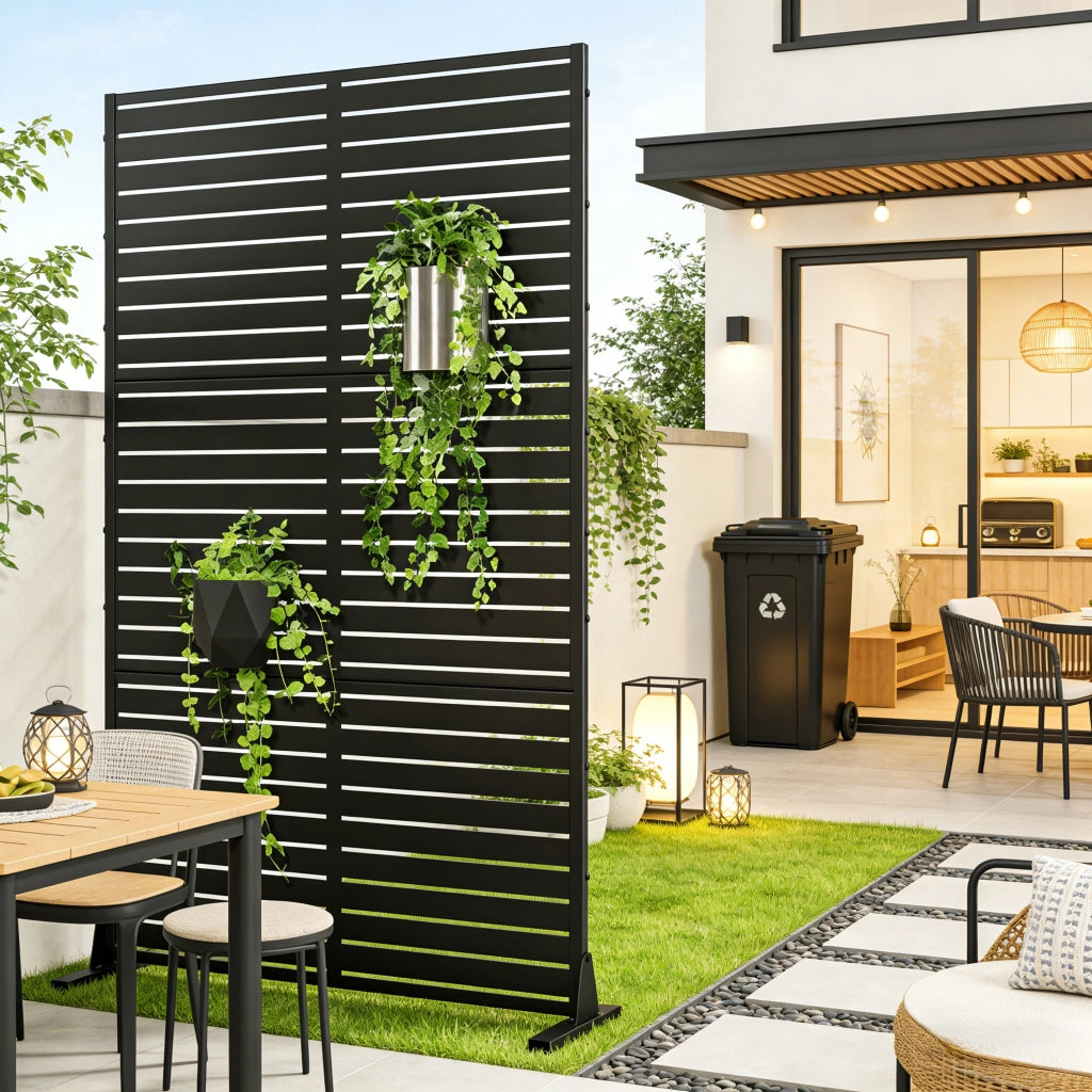 Pannello Divisorio Nodepp da Esterno in Acciaio Zincato 180x90 cm Nero casa.pro