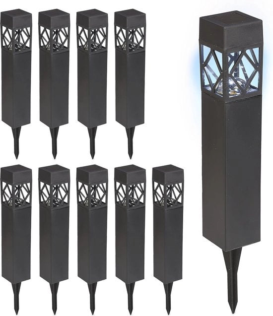 Set di 10 lampade solari per giardino acqua-resistenti con sensore di sorgere e luce LED a basso consumo di calore