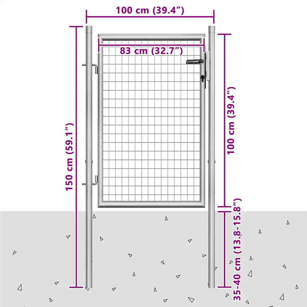 Cancello da Giardino in Acciaio Zincato 100x100 cm Argento 144756