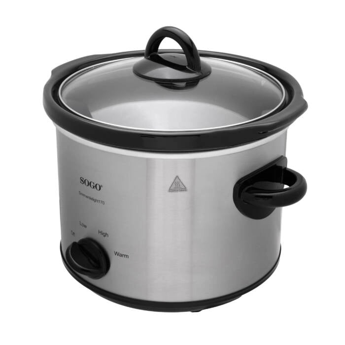 Pentola slow cooker elettrica 3L 170W con recipiente in ceramica e 3 programmi, per cottura lenta 3-4 persone - Sogo
