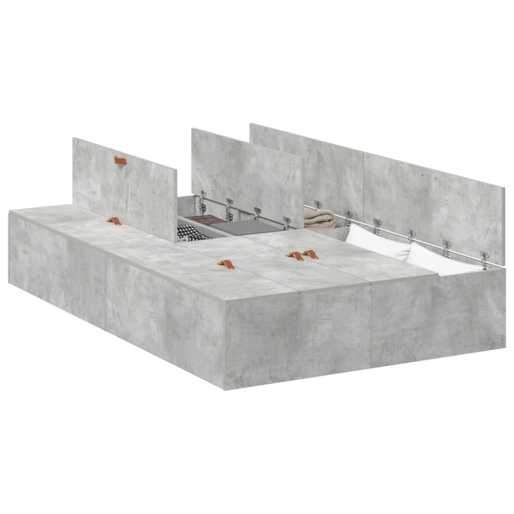 Struttura Letto con Contenitore Grigio Cemento 120x190 cm