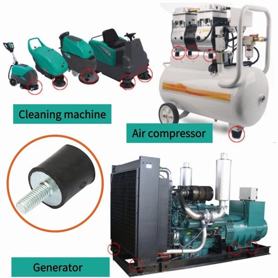 Dempatori Antivibrazioni in Gomma/Metallo - 4 Pezzi - Per Compressori d'Aria/Motori Diesel e Benzina - Controllo Rumore e Vibrazioni - Dimensioni Opzionali VD8/M3/VD15/M5/VD20/M6 - Nero/Argento