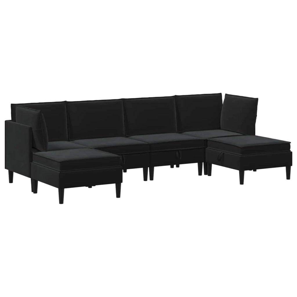 Set di mobili per il soggiorno con cuscino 6 pcs Nero Velluto 3413757