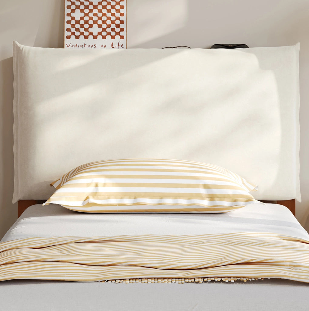 Letto singolo imbottito con testiera in tessuto e rete stabile 90x200 cm, marrone scuro