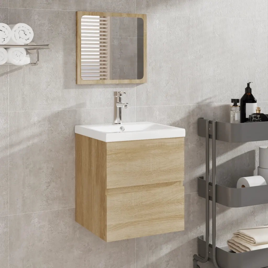 Mobile da Bagno con Lavabo e Specchio Rovere Sonoma 3114173