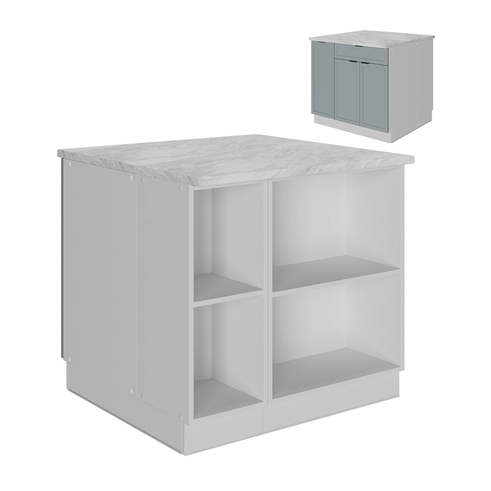 Isola cucina Fame-Line Blu-grigio chiaro/Bianco 90 cm con cassetto, senza piano di lavoro Vicco