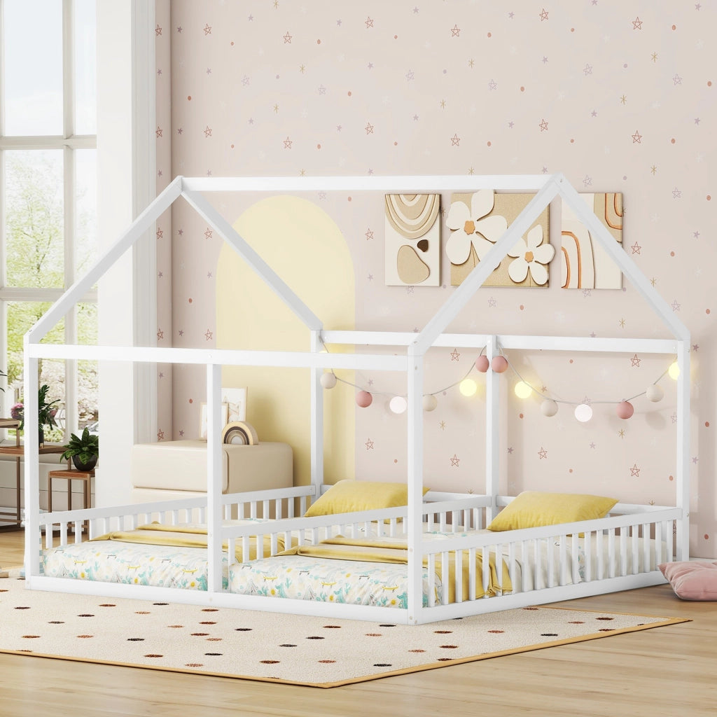 Letto singolo bianco con funzione 2 in 1 in pino 90x200 cm