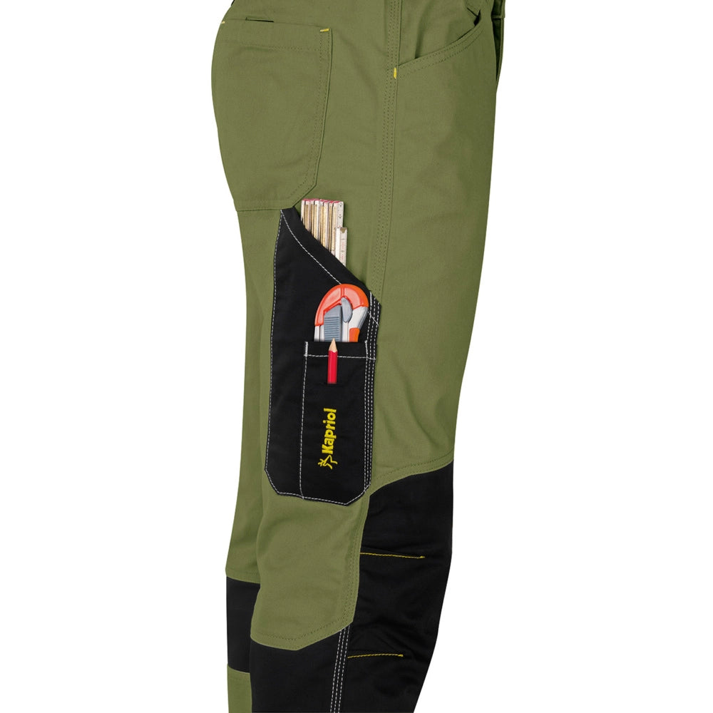 PANTALONE DA LAVORO KAVIR VERDE/NERO TG.M TASCHE PORTAUTENSILI KAPRIOL