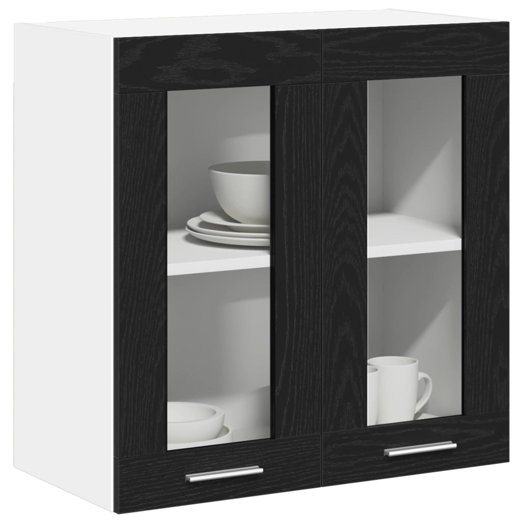 Cabinetto in vetro appeso  in rovere nero - 60x31x60 cm
