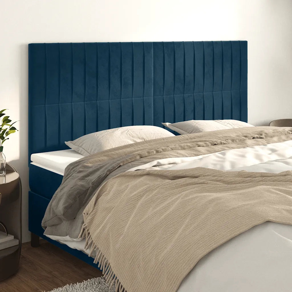 Testiera-Testata-Testiera Decorativa Blu Scuro 200x5x118/128 cm Velluto 714874