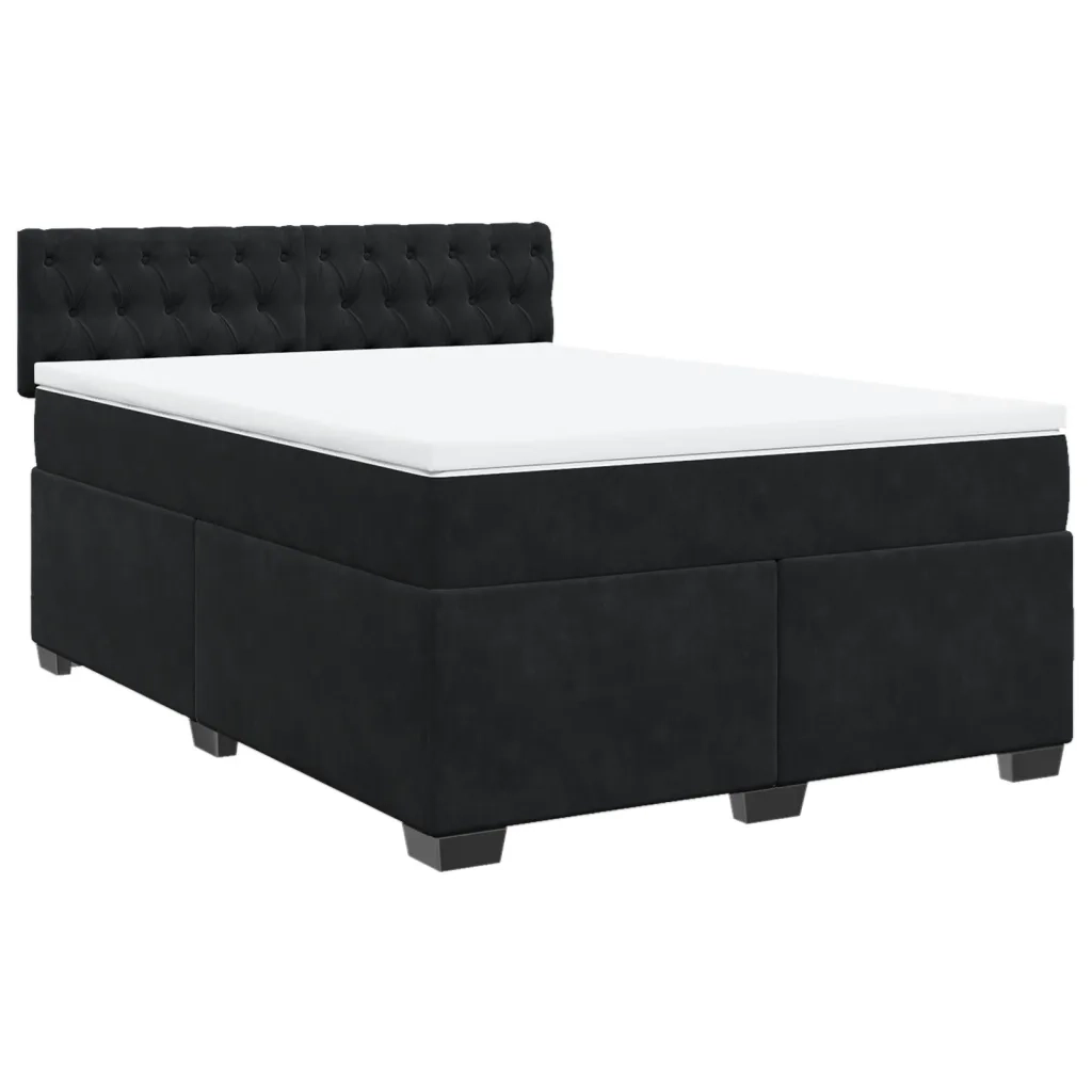 Giroletto a Molle con Materasso Nero 140x190 cm in Velluto 3288614