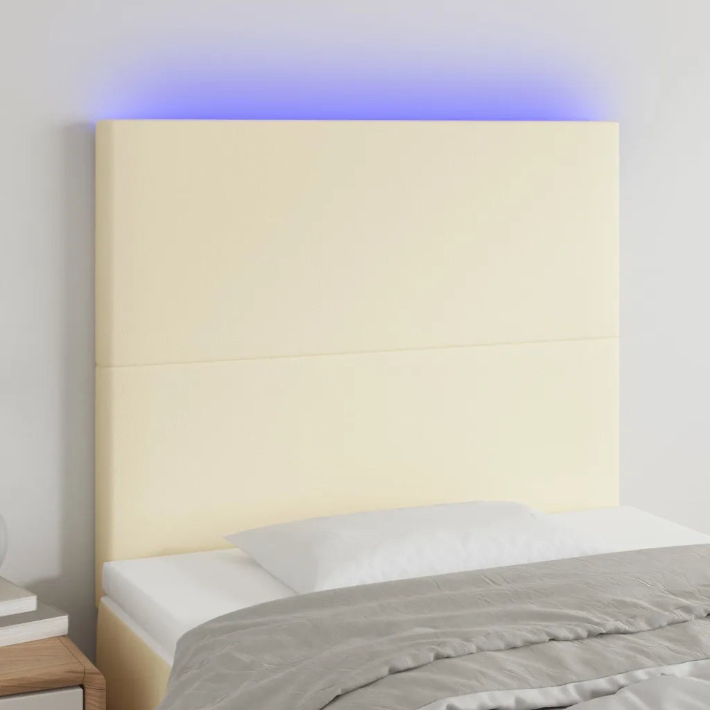 Testiera | Testata a LED Crema 90x5x118/128 cm in Similpelle