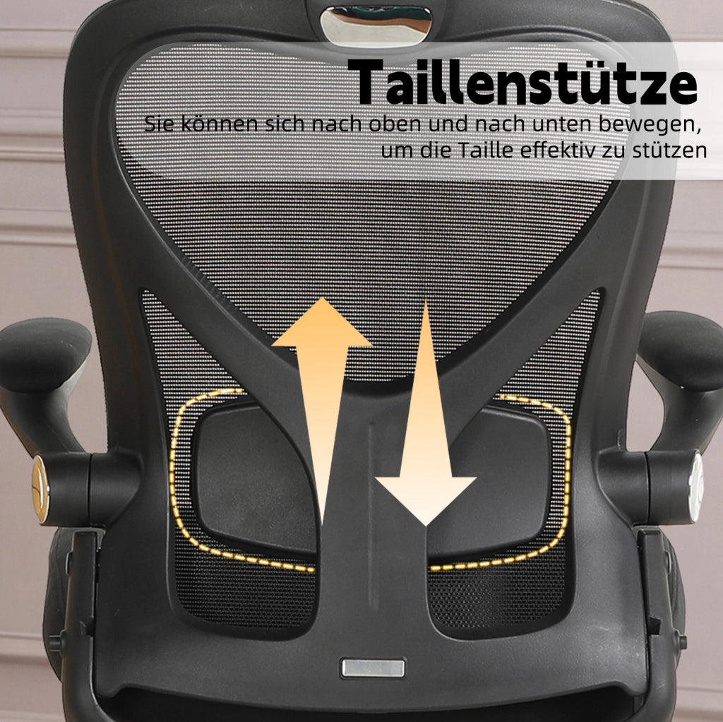 SEDIA da ufficio ergonomica pieghevole con supporto lombare e rete nera