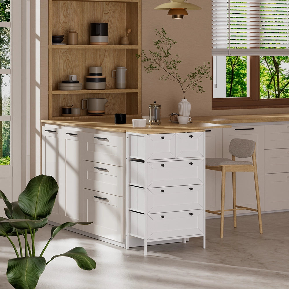 Vicco Tavolino Bianco 56 x 95 cm con 5 cassetti