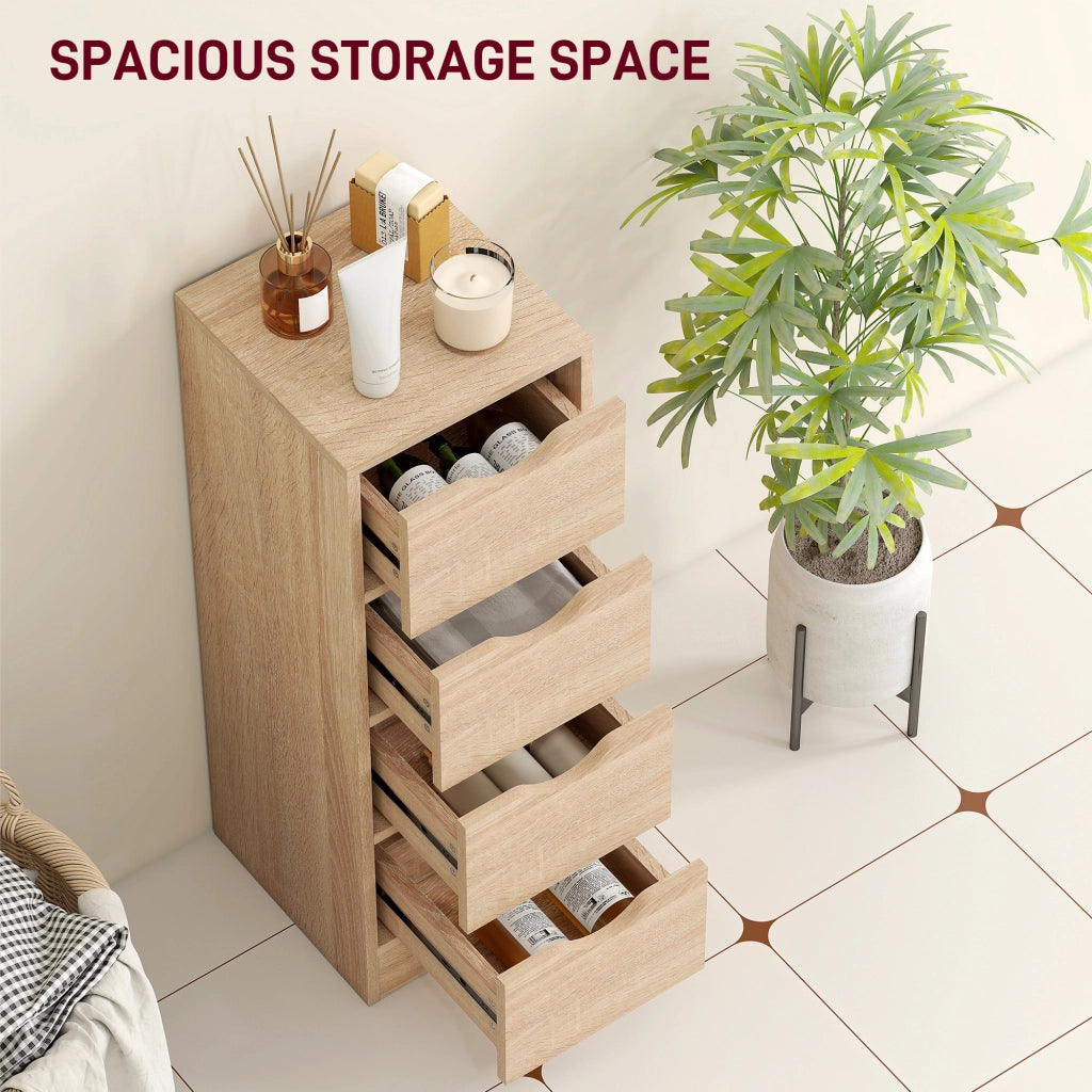 Mobile Bagno Salvaspazio con 4 Cassetti in Stile Nordico 29x29x83 cm in Truciolare Color Legno