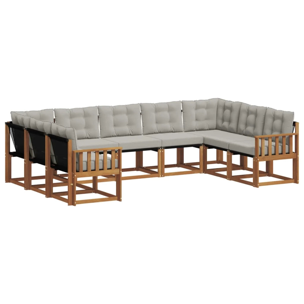 Set di divani da esterno 9 pcs Grigio Naturale e Chiaro