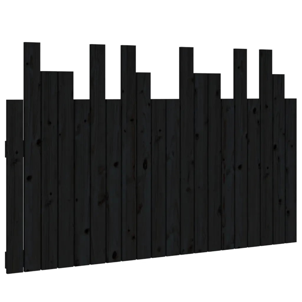 Testiera da Parete Nera 127,5x3x80 cm in Legno Massello di Pino