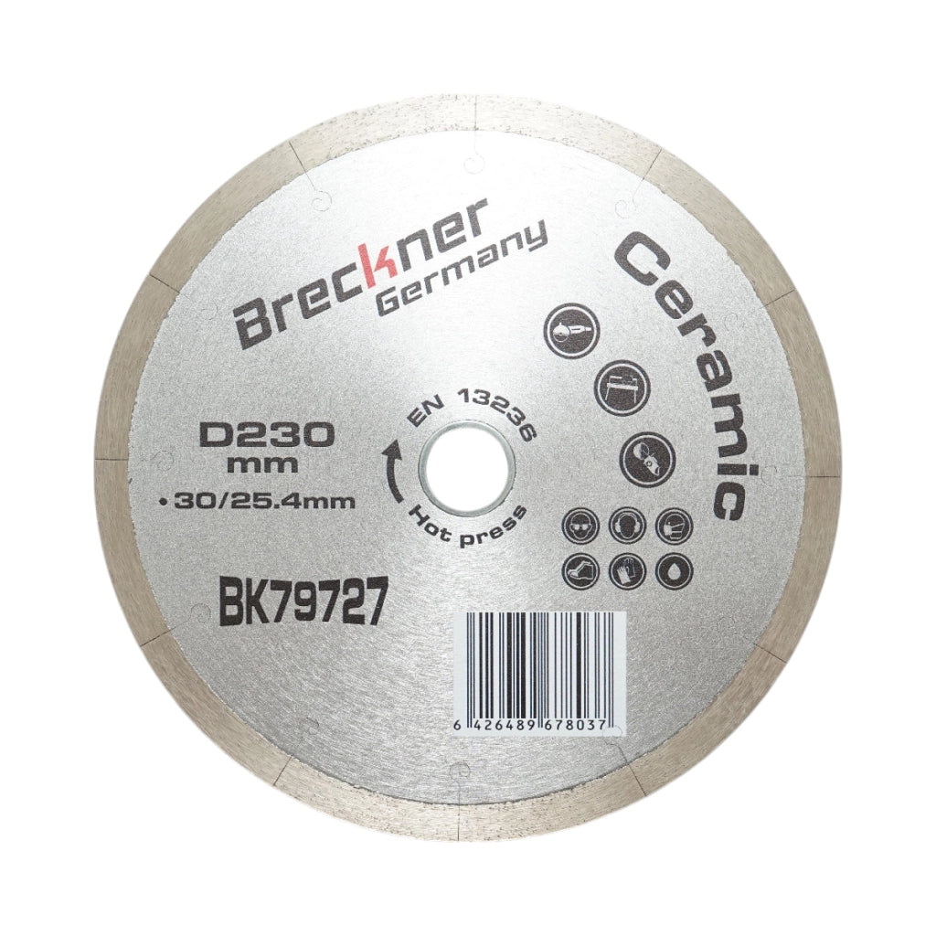 Disco diamantato frazionato continuo 230x30/25,4 mm, segmento 10 mm per piastrelle, maiolica, ceramica dura, marmo Breckner Germany