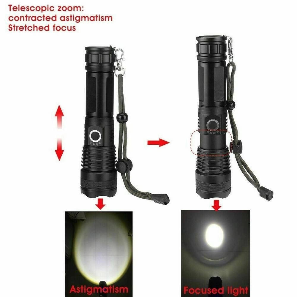Trade Shop - Torcia Tattica/militare Led Cree T6 Ricaricabile Zoom Doppia Batteria A90-p50 -