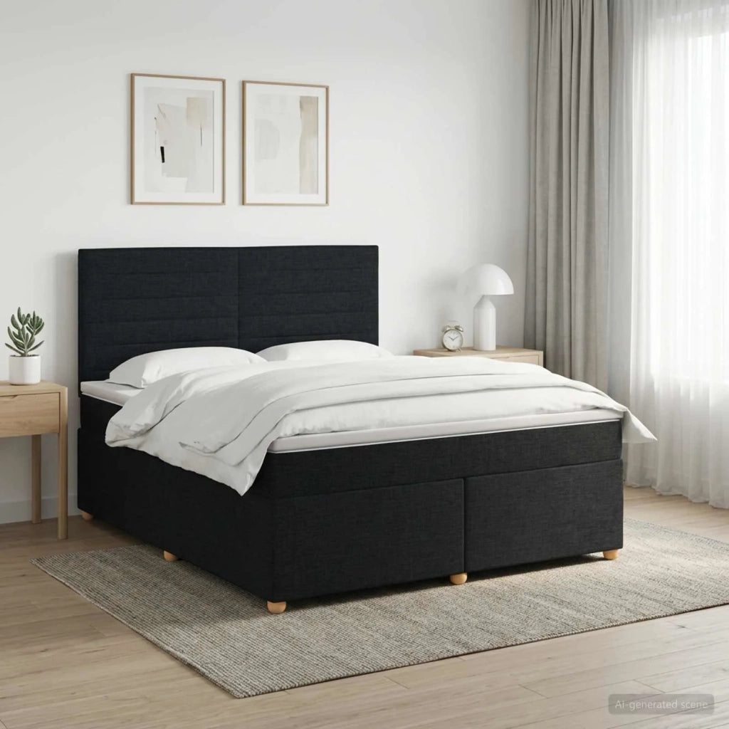 Letto box spring con materasso Nero 160 x 200 cm Tessuto 3453916