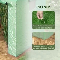 Serra a Casetta a 2 Sezioni con Porta e Finestre Avvolgibili, in Acciaio e PE, 200x140x200 cm, Verde