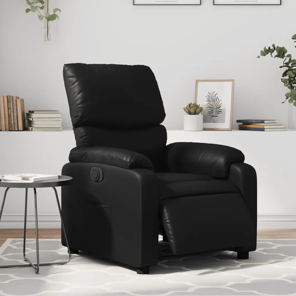 Divano Sedia-Poltrona Reclinabile Elettrica Nera in Similpelle 910147