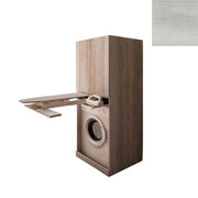 Mobile Lavanderia a Colonna per Lavatrice con Asse da Stiro e Ante Superiori 70x70x174A cm in Nobilitato Unika Olmo
