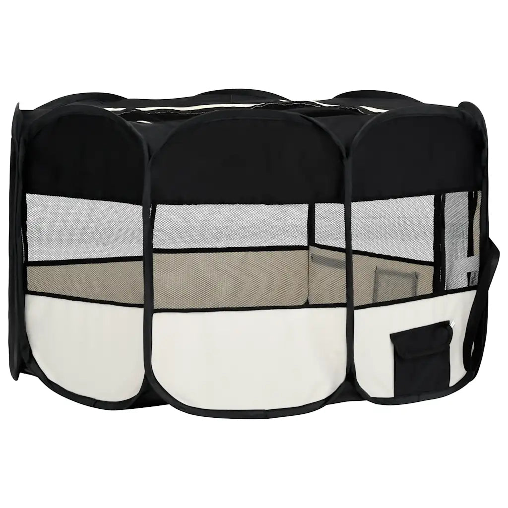 Box per Cani Pieghevole con Borsa Trasporto Nero 145x145x61 cm 171008
