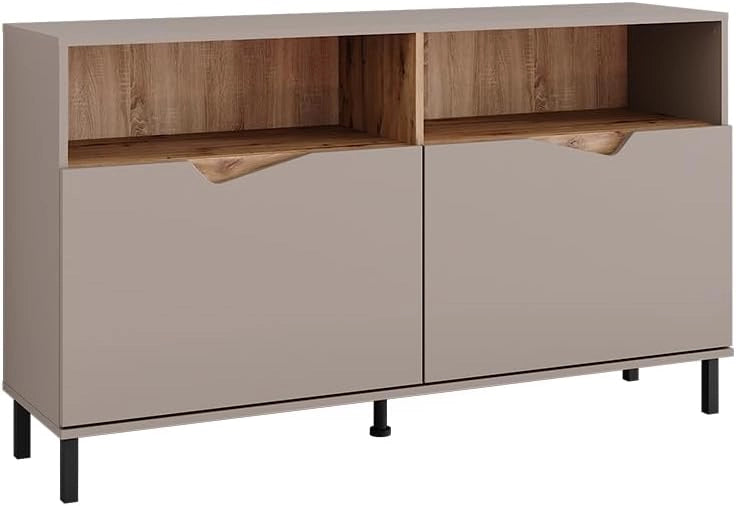 Credenza Marelle, Verde/Artigianale, 140 x 81.3 cm con 2 porte, adatto per la conservazione di diversi oggetti di uso quotidiano
