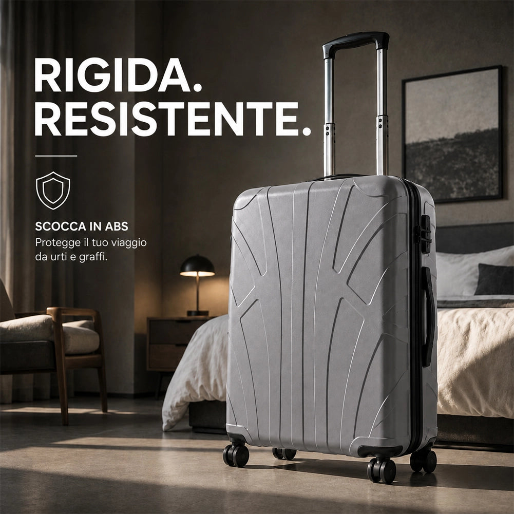 Valigia Bagaglio a Mano 55x40x20 cm Grigio Trolley Lugano Adatto Ryanair Easyjet