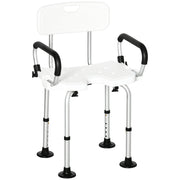 Sedia per Doccia con Braccioli 54x52x70-82 cm in Lega di Alluminio e HDPE Bianco