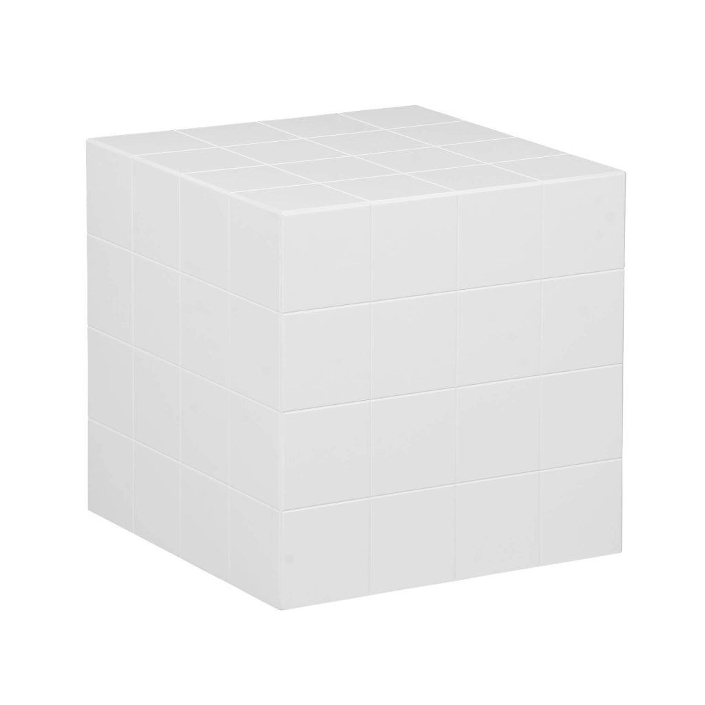 Tavolino cubico effetto piastrelle di cemento, bianco