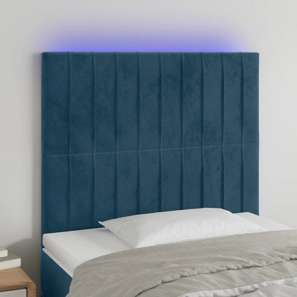 Testiera a LED-Testata con LED Blu Scuro 100x5x118/128 cm in Velluto 896615