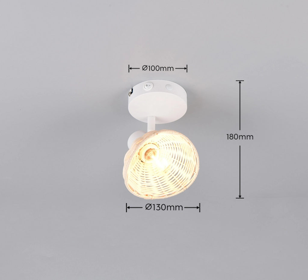 Faretto da soffitto boho 1xE14 bianco rattan CALVI RL
