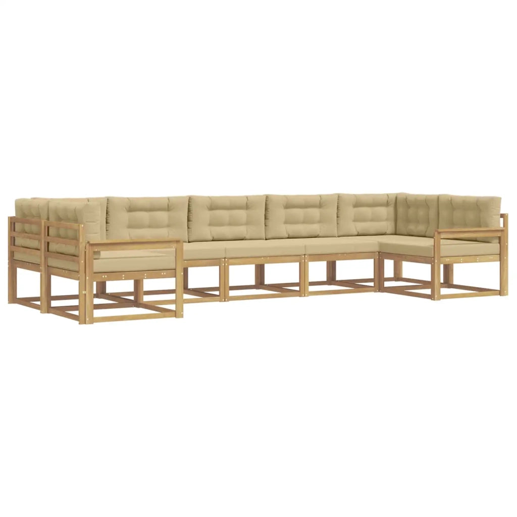 Set di divani da esterno con cuscino 7 pcs Bianco e Beige 3386962