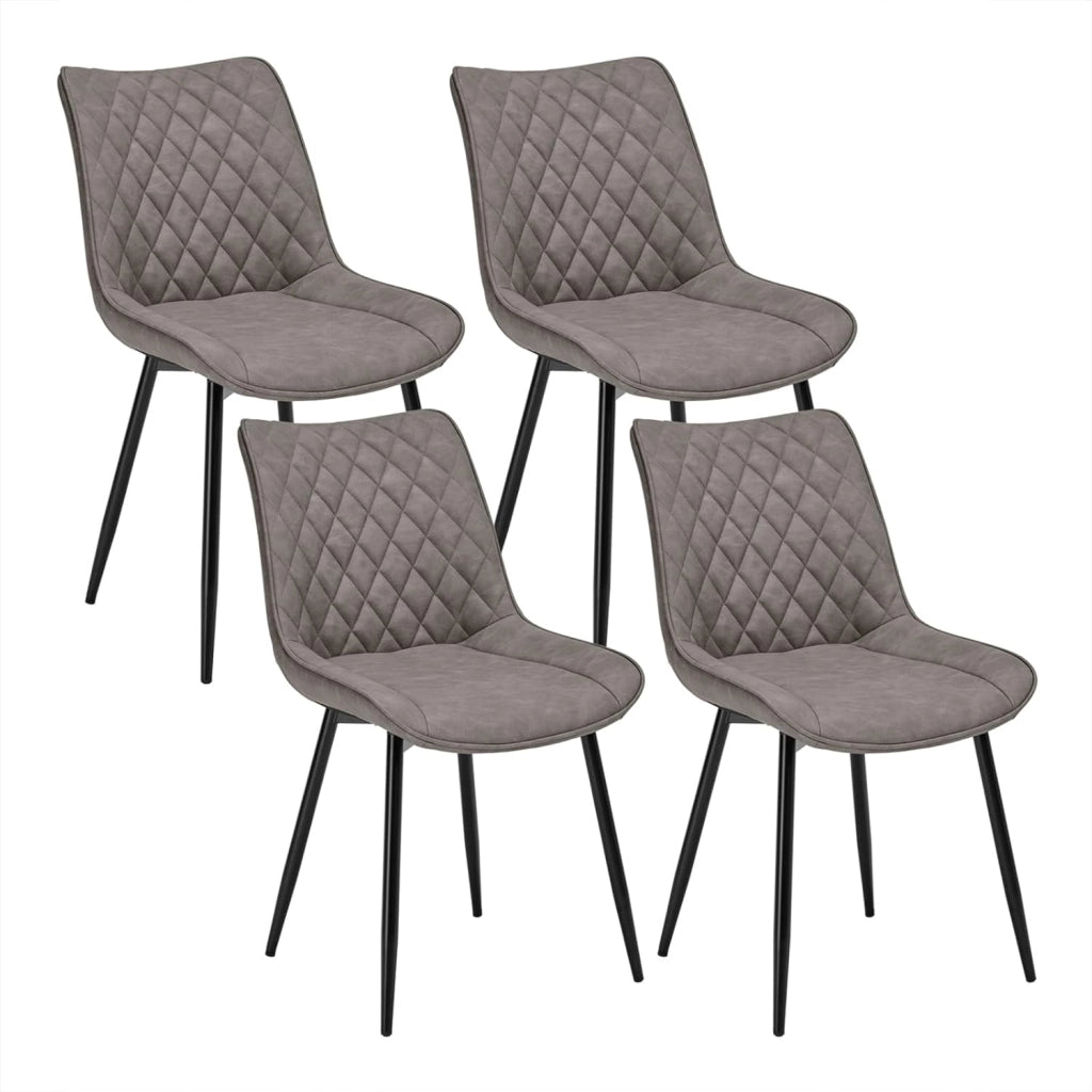 set di 4 sedie sala da pranzo sedie cucina moderne sedie imbottite Adatte per Sala Pranzo, Soggiorno, Camera da Letto Estetica in Ecopelle Grigio scuro Metallo BH210dgr-4