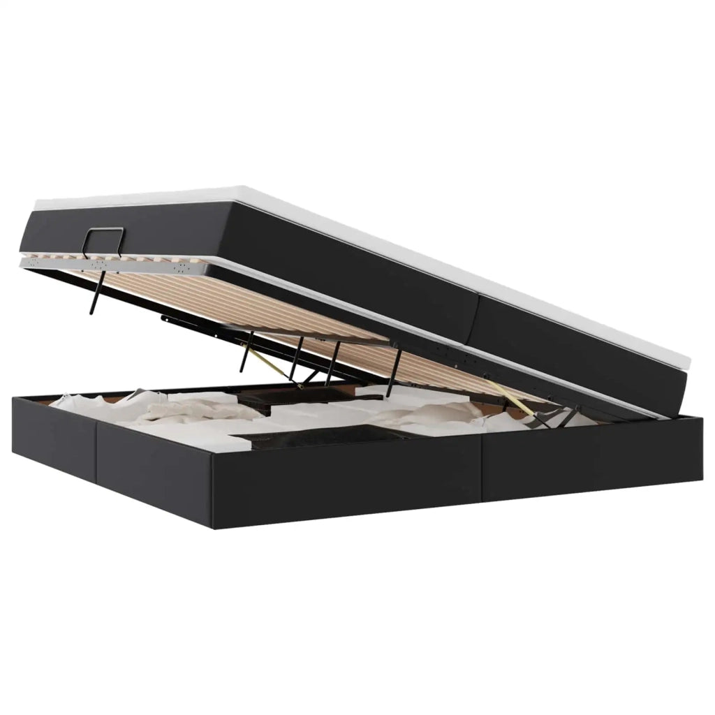 Letto con contenitore e materasso Nero 200 x 200 cm 3370178