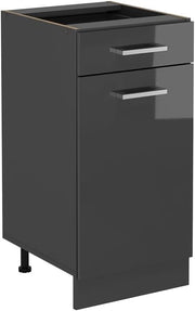 Mobiletto base per cucina R-Line, Antracite lucido, 40 cm senza piano di lavoro