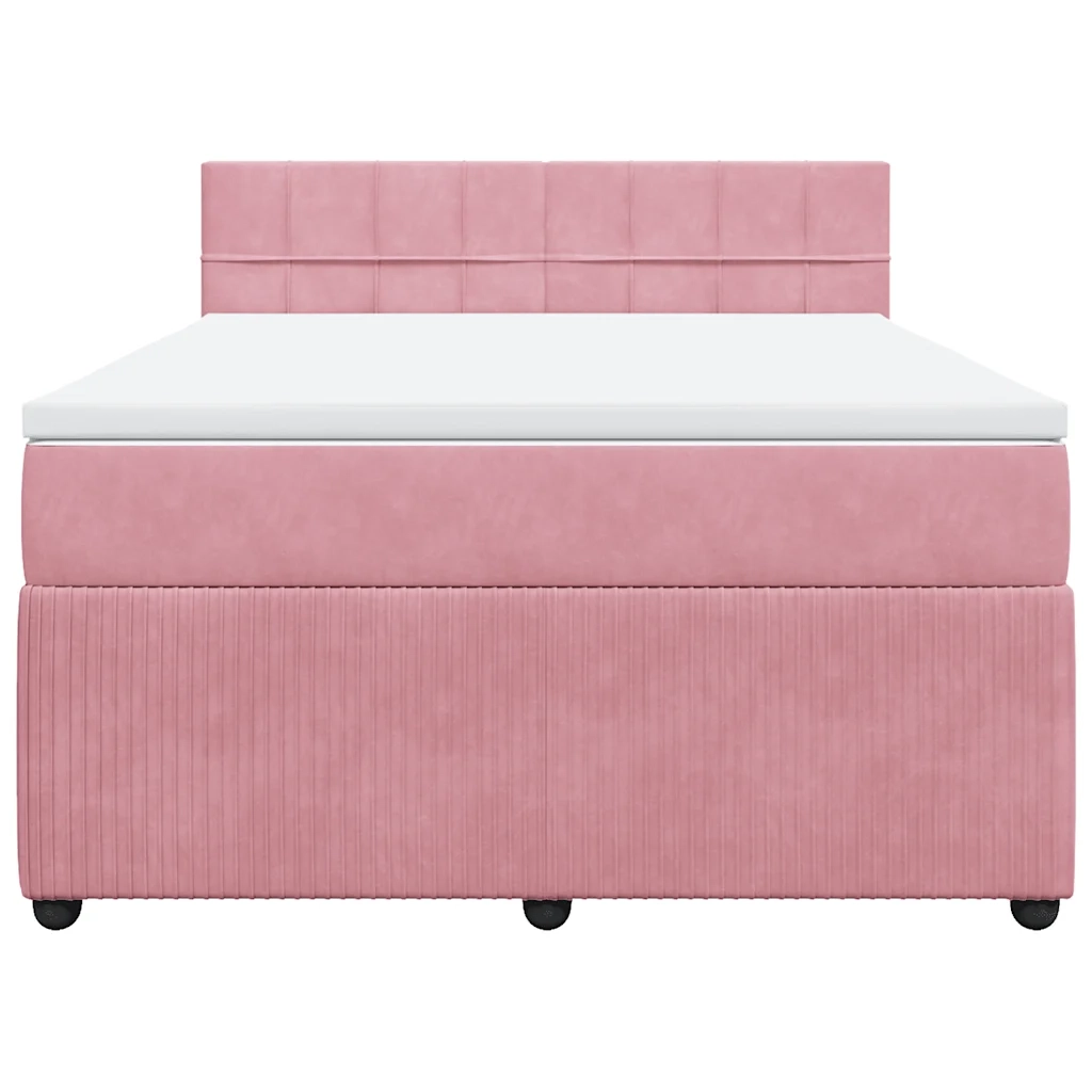 Giroletto a Molle con Materasso Rosa 140x200 cm in Velluto 3287763