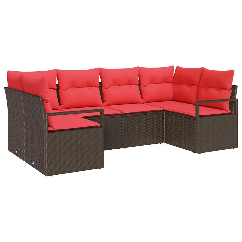 Set di divani con cuscino 6 pcs Marrone Rattan in Polipropilene