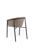 E-STYLO Sedia da pranzo in tessuto tortora con gambe in metallo nero, 58cm X 56cm H. 79cm.