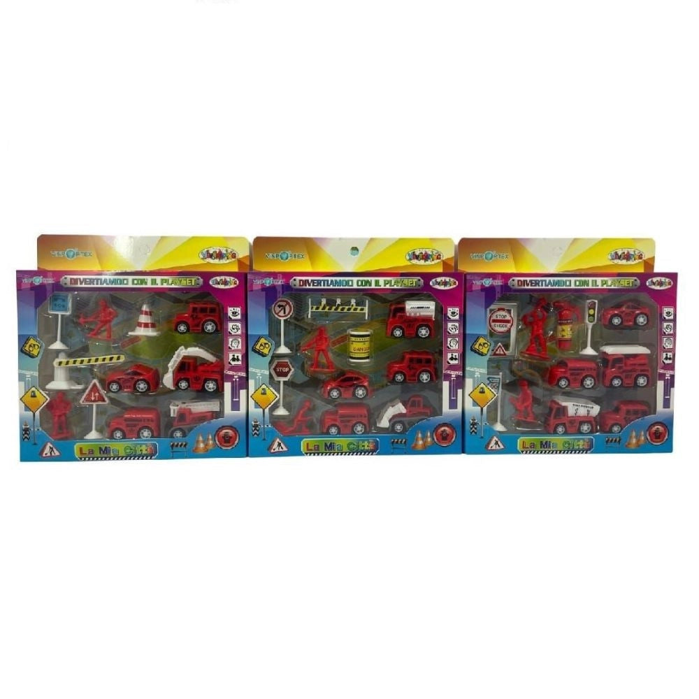 Trade Shop - Playset Costruzioni La Mia Città Vigili Del Fuoco Con Personaggi Veicoli Segnali -