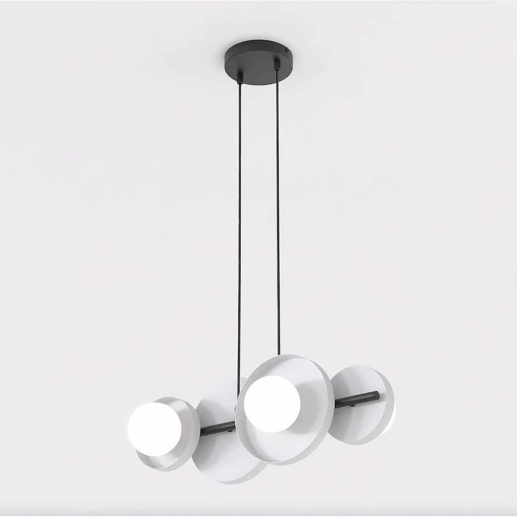 Lampada a sospensione Model con dischi in acciaio grigio e diffusori