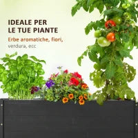 Fioriera da Giardino con Foro di Drenaggio e Rotelle, in Legno di Abete, 89x48x47 cm, Nera
